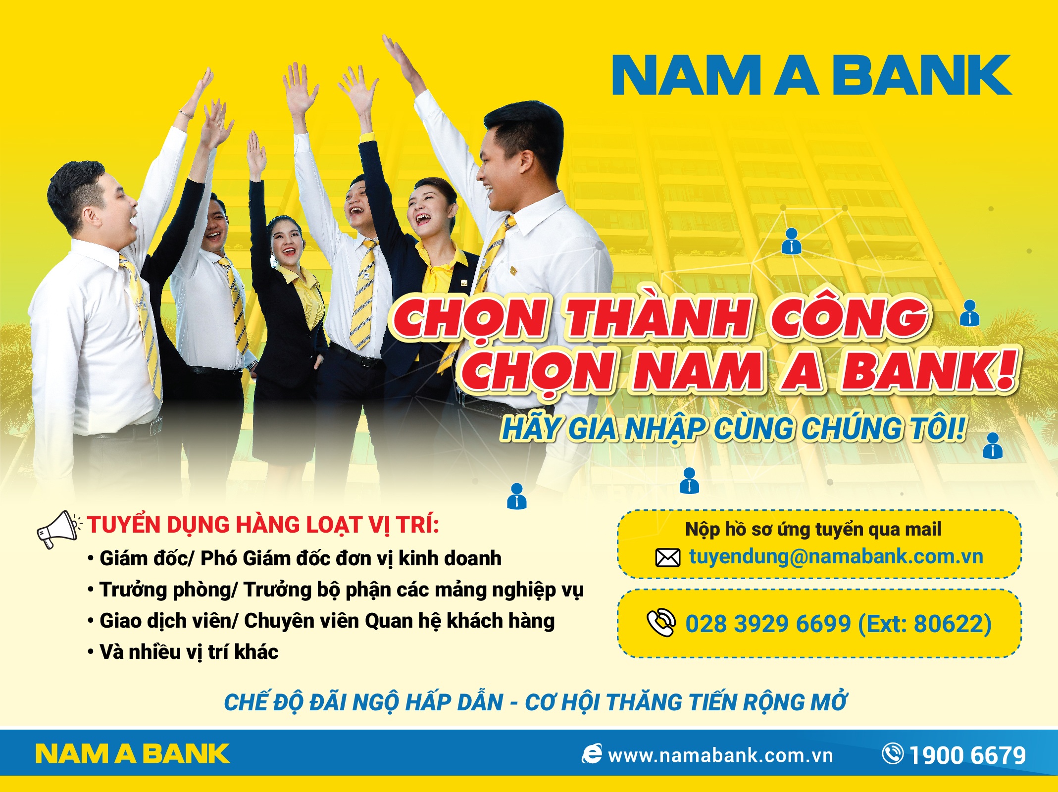 Nam Á Bank tuyển dụng hàng loạt nhân sự tại các tỉnh thành