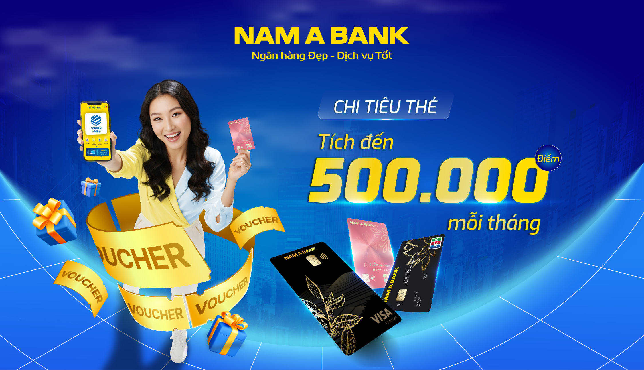 CHI TIÊU THẺ, TÍCH ĐẾN 500.000 ĐIỂM MỖI THÁNG