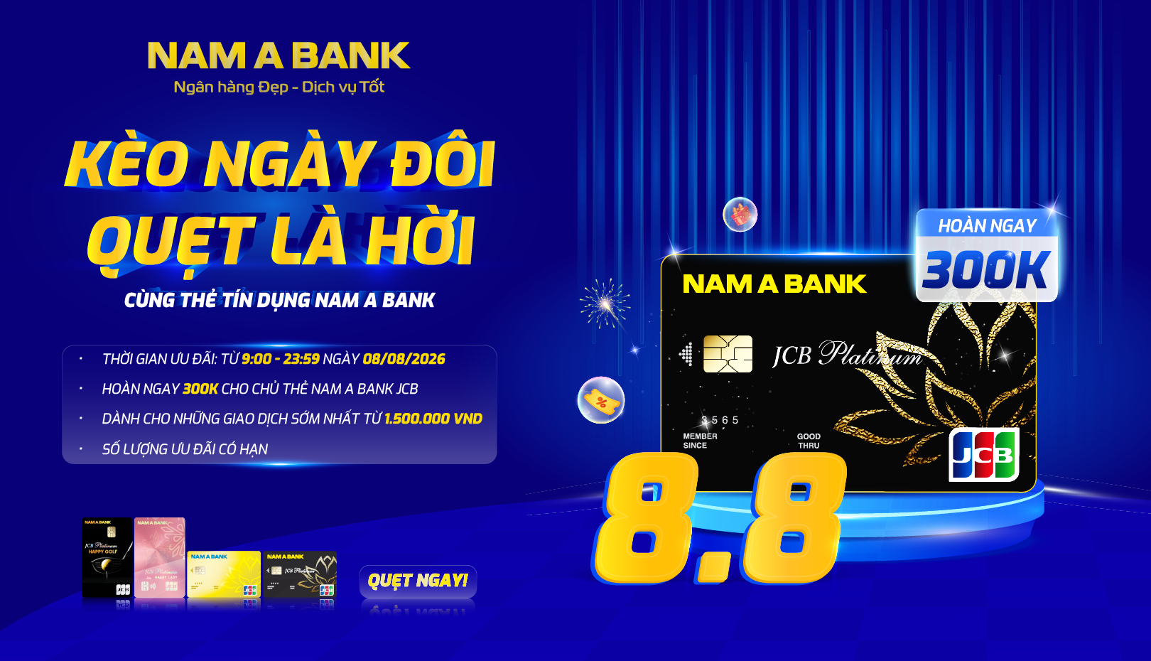 KÈO NGÀY ĐÔI, QUẸT LÀ HỜI CÙNG THẺ TÍN DỤNG NAM A BANK